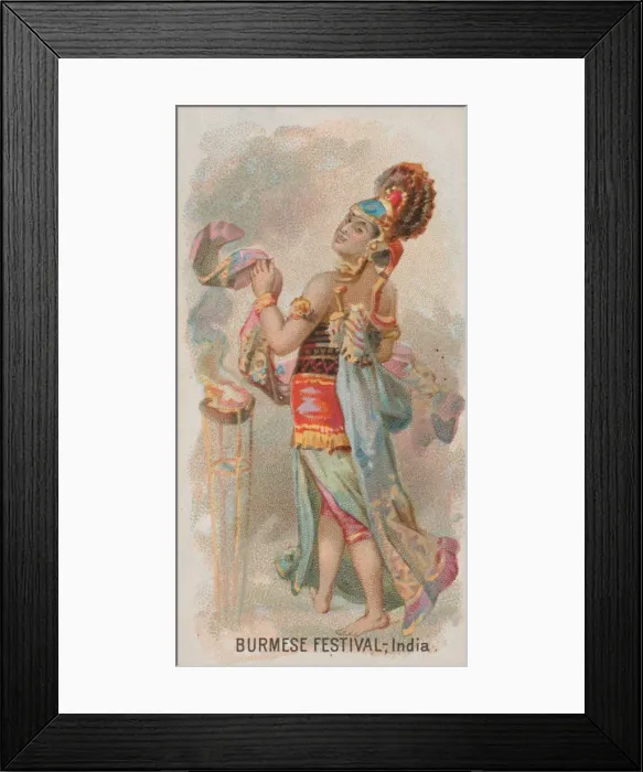 Framed Print : Burmese Festival, India, from the Holidays series (N80) for Duke brand cigarettes, 1890 Framed Print : Burmese Festival, India, from the Holidays series (N80) for Duke brand cigarettes, 1890