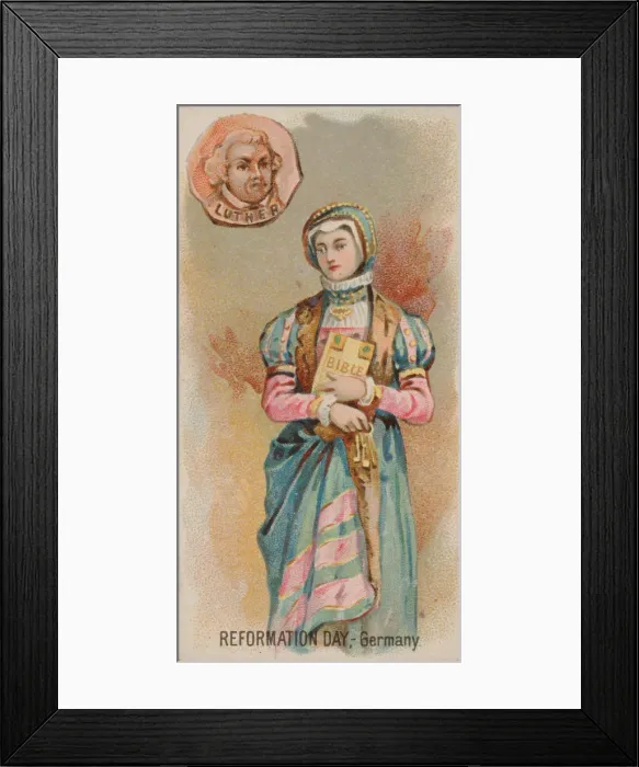 Framed Print : Reformation Day, Germany, from the Holidays series (N80) for Duke brand cigarettes, 1890 Framed Print : Reformation Day, Germany, from the Holidays series (N80) for Duke brand cigarettes, 1890