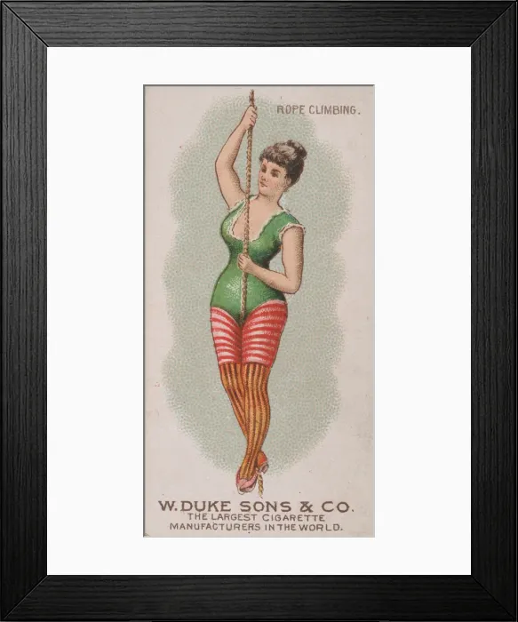 Framed Print : Rope Climbing, from the Gymnastic Exercises series (N77) for Duke brand cigarettes, 1887 Framed Print : Rope Climbing, from the Gymnastic Exercises series (N77) for Duke brand cigarettes, 1887