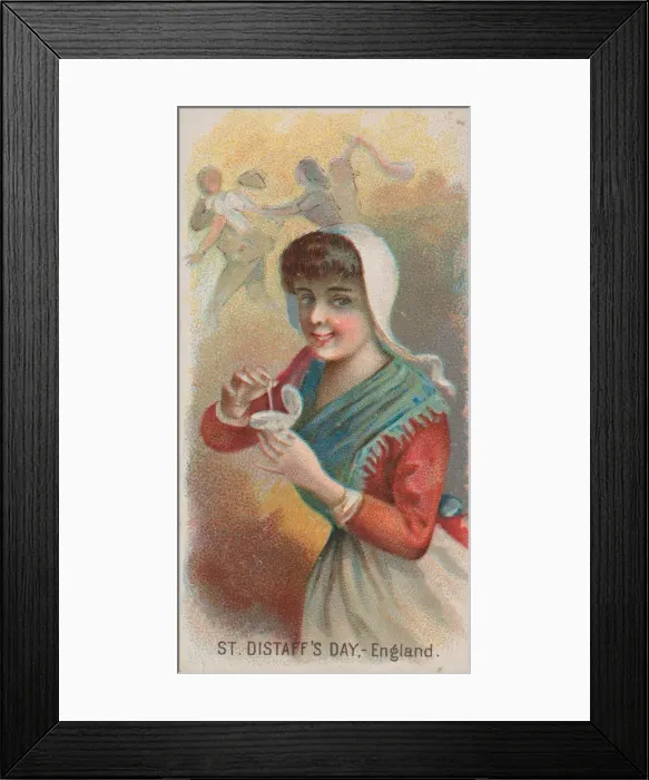 Framed Print : Saint Distaffs Day, England, from the Holidays series (N80) for Duke brand cigarettes Framed Print : Saint Distaffs Day, England, from the Holidays series (N80) for Duke brand cigarettes