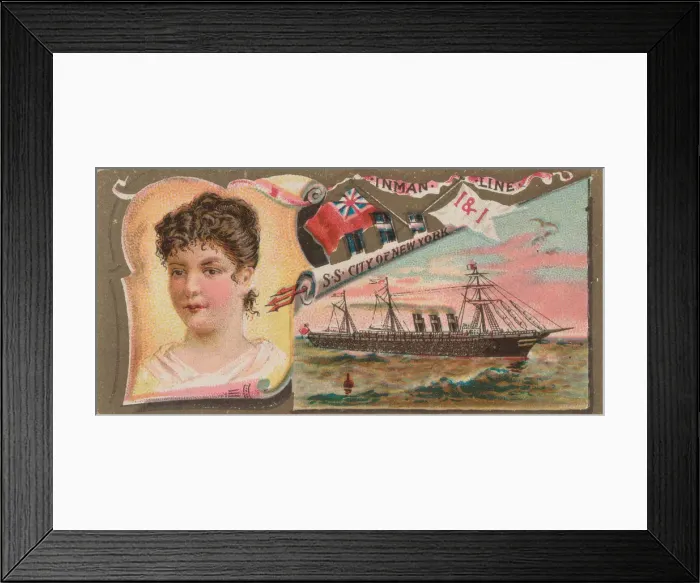Framed Print : Steamship City of New York, Inman Line, from the Ocean and River Steamers series (N83 Framed Print : Steamship City of New York, Inman Line, from the Ocean and River Steamers series (N83