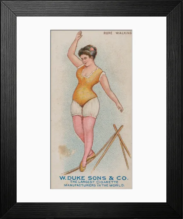 Framed Print : Rope Walking, from the Gymnastic Exercises series (N77) for Duke brand cigarettes, 1887 Framed Print : Rope Walking, from the Gymnastic Exercises series (N77) for Duke brand cigarettes, 1887