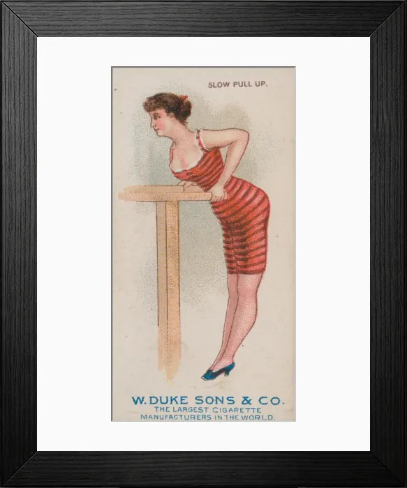 Framed Print : Slow Pull Up, from the Gymnastic Exercises series (N77) for Duke brand cigarettes, 1887 Framed Print : Slow Pull Up, from the Gymnastic Exercises series (N77) for Duke brand cigarettes, 1887