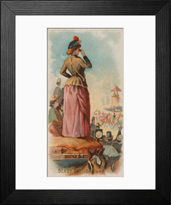 Framed Print : Derby Day, England, from the Holidays series (N80) for Duke brand cigarettes, 1890. 1890 Framed Print : Derby Day, England, from the Holidays series (N80) for Duke brand cigarettes, 1890. 1890