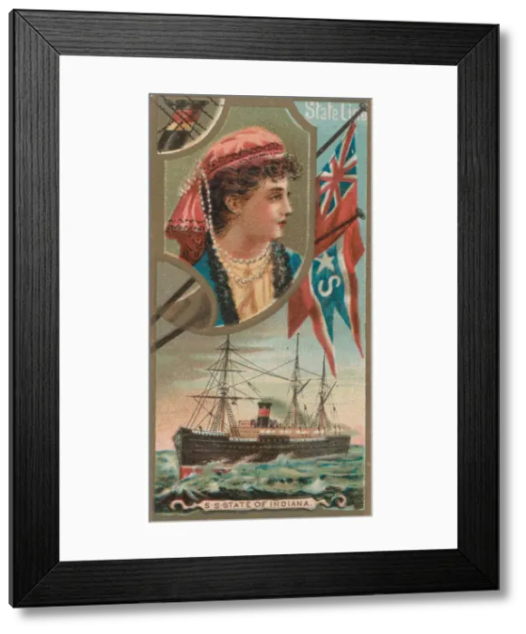 Framed Print : Steamship State of Indiana, State Line, from the Ocean and River Steamers series (N83 Framed Print : Steamship State of Indiana, State Line, from the Ocean and River Steamers series (N83