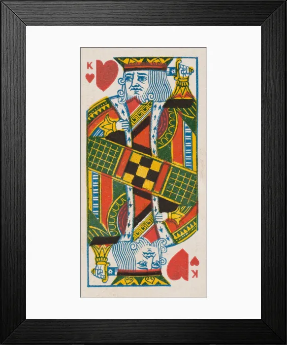 Framed Print : King of Hearts (red), from the Playing Cards series (N84) for Duke brand cigarettes, 1888 Framed Print : King of Hearts (red), from the Playing Cards series (N84) for Duke brand cigarettes, 1888