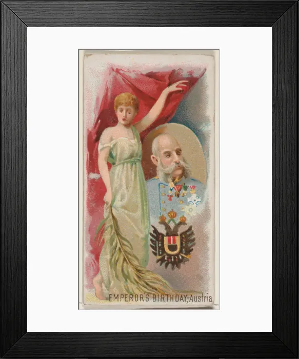 Framed Print : Emperors Birthday, Austria, from the Holidays series (N80) for Duke brand cigarettes Framed Print : Emperors Birthday, Austria, from the Holidays series (N80) for Duke brand cigarettes