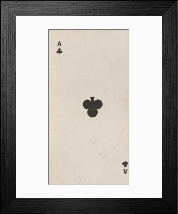 Framed Print : Ace of Clubs (black), from the Playing Cards series (N84) for Duke brand cigarettes, 1888 Framed Print : Ace of Clubs (black), from the Playing Cards series (N84) for Duke brand cigarettes, 1888