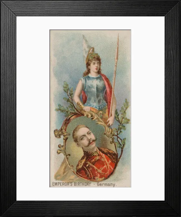 Framed Print : Emperors Birthday, Germany, from the Holidays series (N80) for Duke brand cigarettes Framed Print : Emperors Birthday, Germany, from the Holidays series (N80) for Duke brand cigarettes