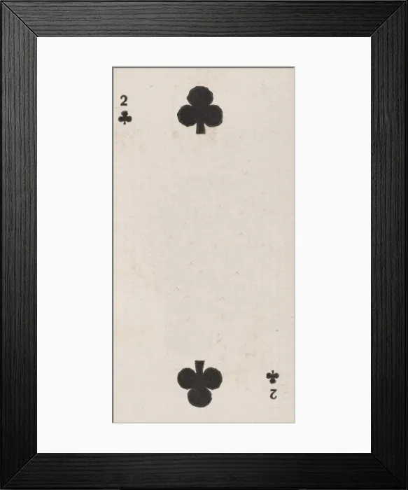 Framed Print : Two of Clubs (black), from the Playing Cards series (N84) for Duke brand cigarettes, 1888 Framed Print : Two of Clubs (black), from the Playing Cards series (N84) for Duke brand cigarettes, 1888