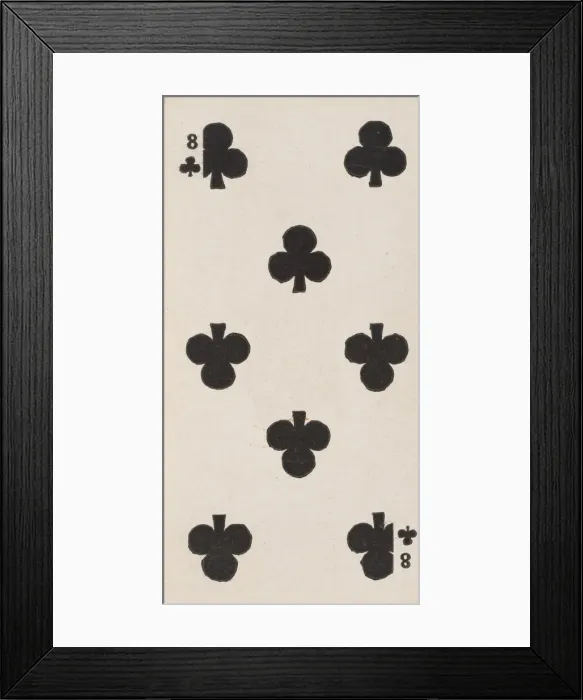Framed Print : Eight Clubs (black), from the Playing Cards series (N84) for Duke brand cigarettes, 1888 Framed Print : Eight Clubs (black), from the Playing Cards series (N84) for Duke brand cigarettes, 1888