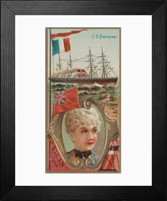 Framed Print : Steamship Parisian, Allan Line, from the Ocean and River Steamers series (N83 Framed Print : Steamship Parisian, Allan Line, from the Ocean and River Steamers series (N83