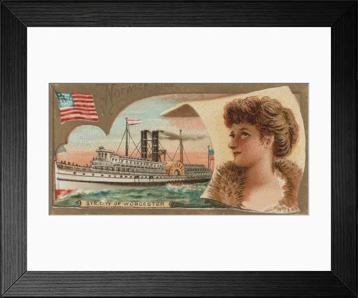Framed Print : Steamship City of Worcester, Norwich Line, from the Ocean and River Steamers series (N83 Framed Print : Steamship City of Worcester, Norwich Line, from the Ocean and River Steamers series (N83