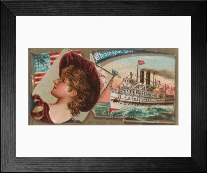 Framed Print : Steamship Narragansett, Stonington Line, from the Ocean and River Steamers series (N83 Framed Print : Steamship Narragansett, Stonington Line, from the Ocean and River Steamers series (N83