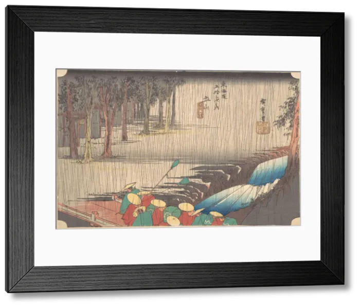 Framed Print : Spring Rain at Tsuchiyama (50th Station of the Tokaido), 19th century. Creator: Ando Hiroshige Framed Print : Spring Rain at Tsuchiyama (50th Station of the Tokaido), 19th century. Creator: Ando Hiroshige