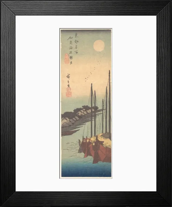 Framed Print : Tsukudajima Kaihin Rogetsu, ca. 1836. ca. 1836. Creator: Ando Hiroshige Framed Print : Tsukudajima Kaihin Rogetsu, ca. 1836. ca. 1836. Creator: Ando Hiroshige