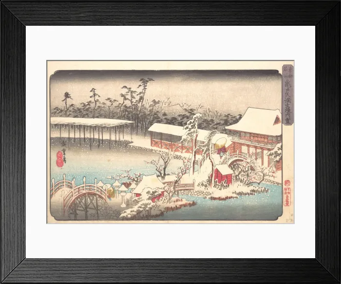 Framed Print : Tenmangu Shrine at Kameido in Snow, ca. 1833-43. ca. 1833-43. Creator: Ando Hiroshige Framed Print : Tenmangu Shrine at Kameido in Snow, ca. 1833-43. ca. 1833-43. Creator: Ando Hiroshige
