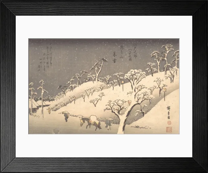 Framed Print : Asukayama in Evening Snow, ca. 1838. ca. 1838. Creator: Ando Hiroshige Framed Print : Asukayama in Evening Snow, ca. 1838. ca. 1838. Creator: Ando Hiroshige