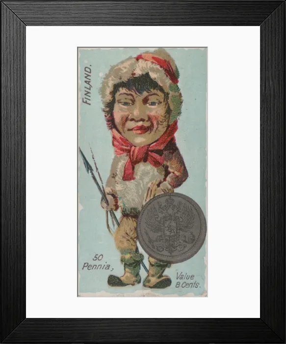 Framed Print : Finland, 50 Pennia, from the series Coins of All Nations (N72 Framed Print : Finland, 50 Pennia, from the series Coins of All Nations (N72