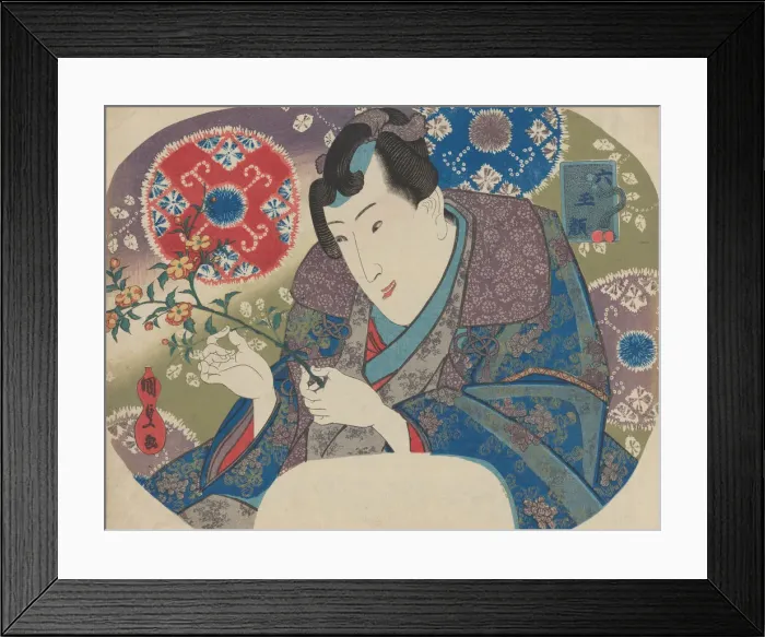 Framed Print : Mitsuuji with Mountain Roses (Yamabuki), from the series Six Jewel Faces” Framed Print : Mitsuuji with Mountain Roses (Yamabuki), from the series Six Jewel Faces”