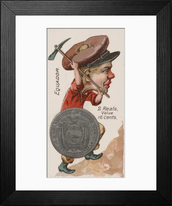 Framed Print : Ecuador, 2 Reals, from the series Coins of All Nations (N72 Framed Print : Ecuador, 2 Reals, from the series Coins of All Nations (N72