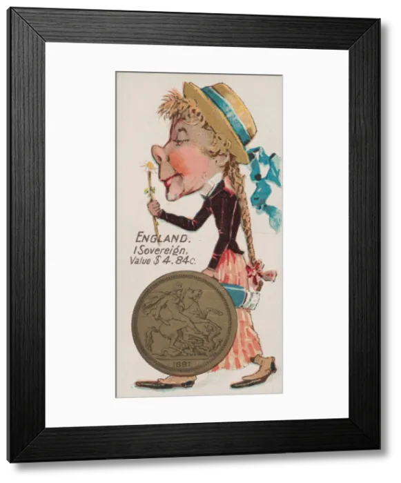 Framed Print : England, 1 Sovereign, from the series Coins of All Nations (N72 Framed Print : England, 1 Sovereign, from the series Coins of All Nations (N72