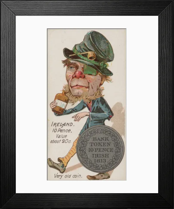 Framed Print : Ireland, 10 Pence, from the series Coins of All Nations (N72 Framed Print : Ireland, 10 Pence, from the series Coins of All Nations (N72