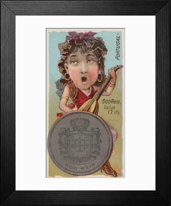 Framed Print : Portugal, 500 Reis, from the series Coins of All Nations (N72 Framed Print : Portugal, 500 Reis, from the series Coins of All Nations (N72