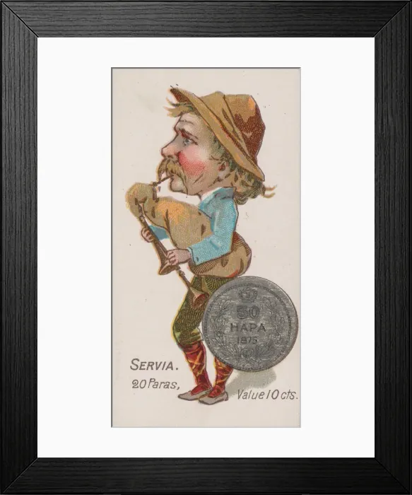 Framed Print : Servia, 20 Paras, from the series Coins of All Nations (N72 Framed Print : Servia, 20 Paras, from the series Coins of All Nations (N72