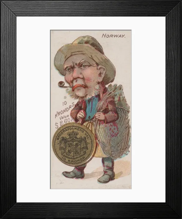 Framed Print : Norway, 10 Kronors, from the series Coins of All Nations (N72 Framed Print : Norway, 10 Kronors, from the series Coins of All Nations (N72