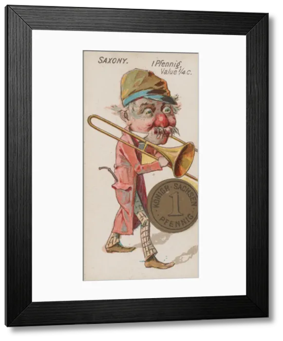 Framed Print : Saxony, 1 Pfennig, from the series Coins of All Nations (N72 Framed Print : Saxony, 1 Pfennig, from the series Coins of All Nations (N72