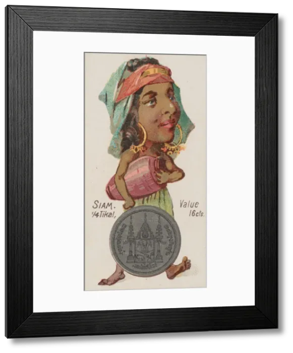Framed Print : Siam, 1 / 4 Tikal, from the series Coins of All Nations (N72 Framed Print : Siam, 1 / 4 Tikal, from the series Coins of All Nations (N72