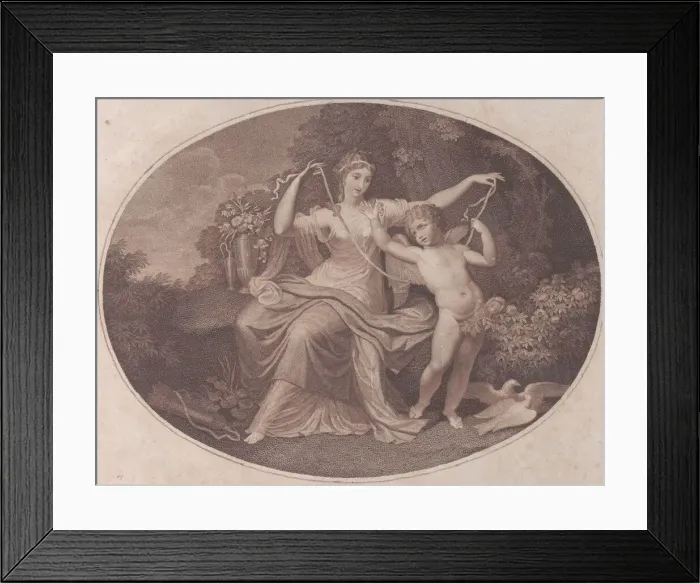 Framed Print : Mildness binding Cupids Wings, probably 18th century. Creator: P. J. Chaillou Framed Print : Mildness binding Cupids Wings, probably 18th century. Creator: P. J. Chaillou