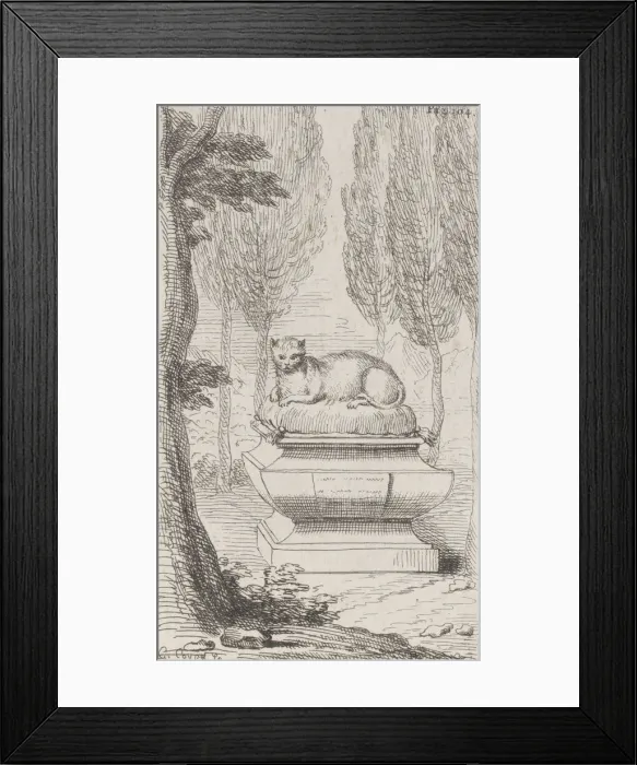 Framed Print : Cat atop a tomb, 1714-52. 1714-52. Creator: Charles-Antoine Coypel Framed Print : Cat atop a tomb, 1714-52. 1714-52. Creator: Charles-Antoine Coypel