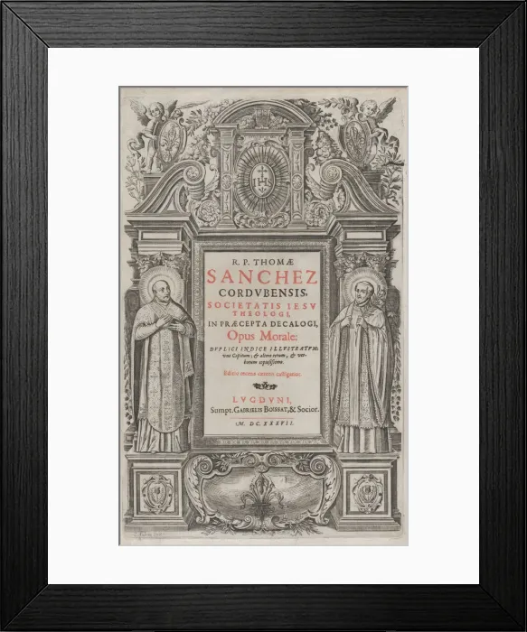 Framed Print : Frontispiece for Opus morale in praecepta Decalogi, 1637. Creator: Charles Audran Framed Print : Frontispiece for Opus morale in praecepta Decalogi, 1637. Creator: Charles Audran