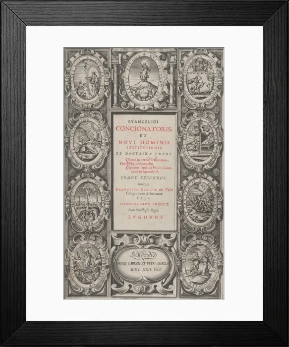 Framed Print : Frontispiece for Evangelicus Concionatoris, et Novi Hominis Institutionis, 1622 Framed Print : Frontispiece for Evangelicus Concionatoris, et Novi Hominis Institutionis, 1622