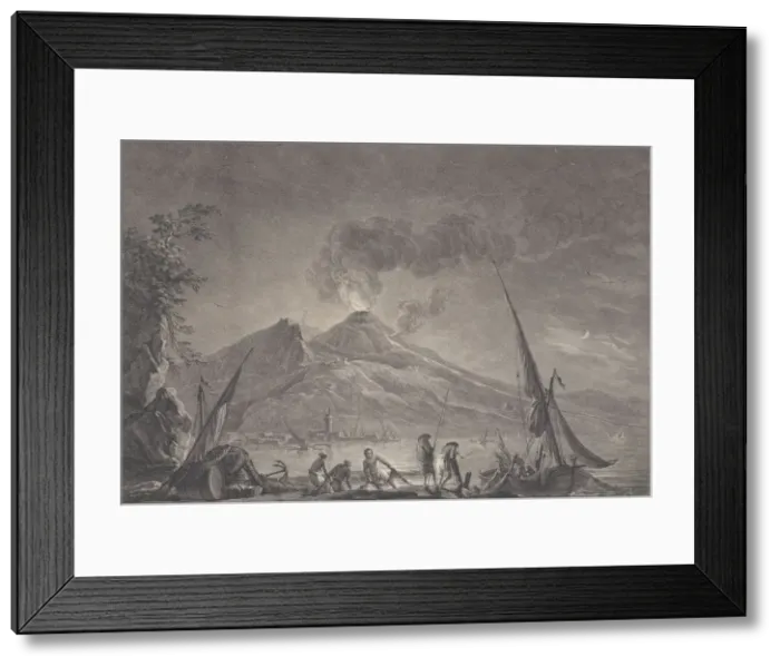 Framed Print : View of Mount Vesuvius as it was in 1757, 1762. Creator: Noel Le Mire Framed Print : View of Mount Vesuvius as it was in 1757, 1762. Creator: Noel Le Mire