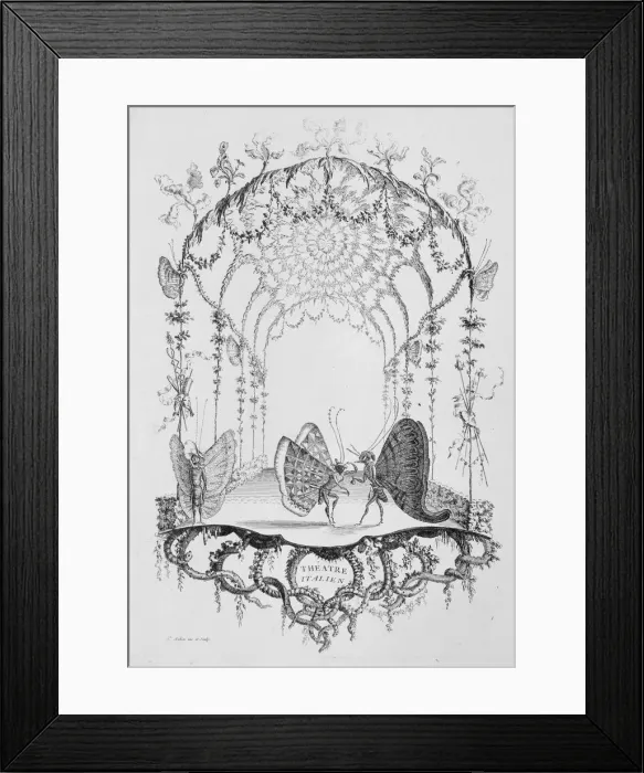 Framed Print : Italian Theatre (Theatre Italien), from Essai de Papilloneries Humaines par Saint A Framed Print : Italian Theatre (Theatre Italien), from Essai de Papilloneries Humaines par Saint A