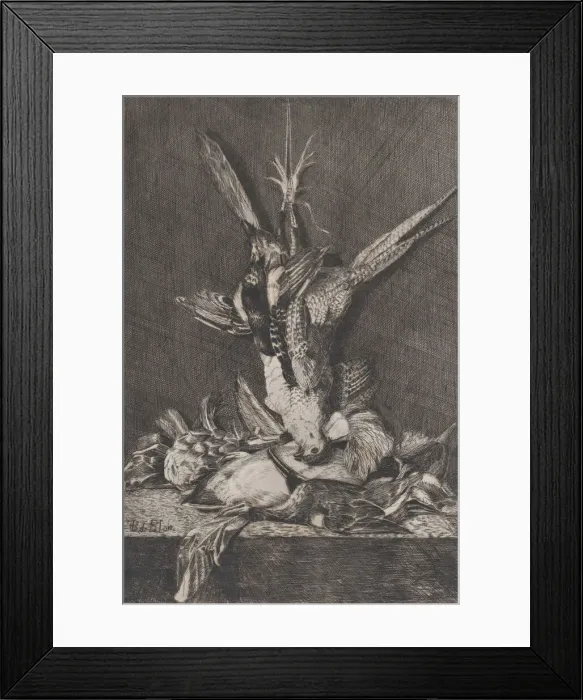 Framed Print : Hunting trophy with game birds and artichoke, 1850-1900 Framed Print : Hunting trophy with game birds and artichoke, 1850-1900