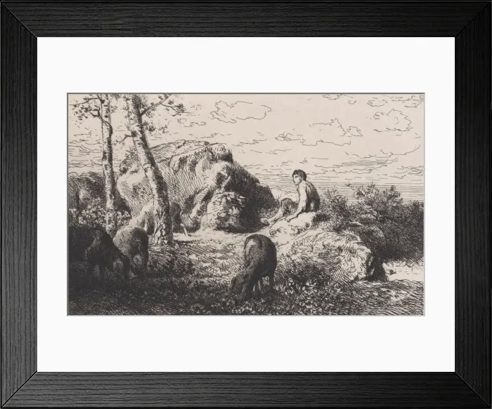Framed Print : L Enfant Prodigue, ca. 1868. Creator: Charles Emile Jacque Framed Print : L Enfant Prodigue, ca. 1868. Creator: Charles Emile Jacque