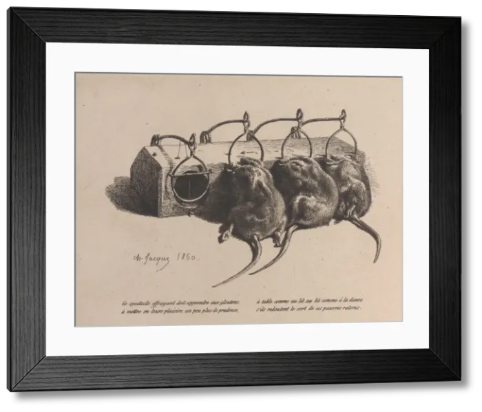 Framed Print : Mousetrap, 1860. Creator: Charles Emile Jacque