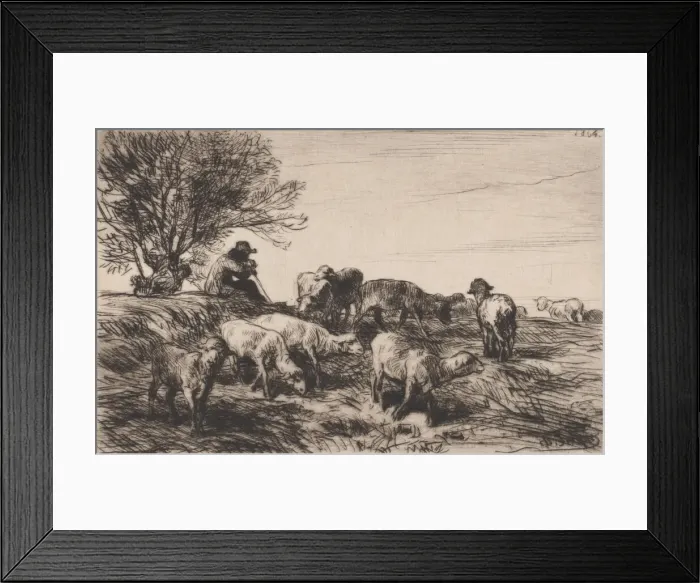 Framed Print : Herd of Sheep, 1864. Creator: Charles Emile Jacque Framed Print : Herd of Sheep, 1864. Creator: Charles Emile Jacque