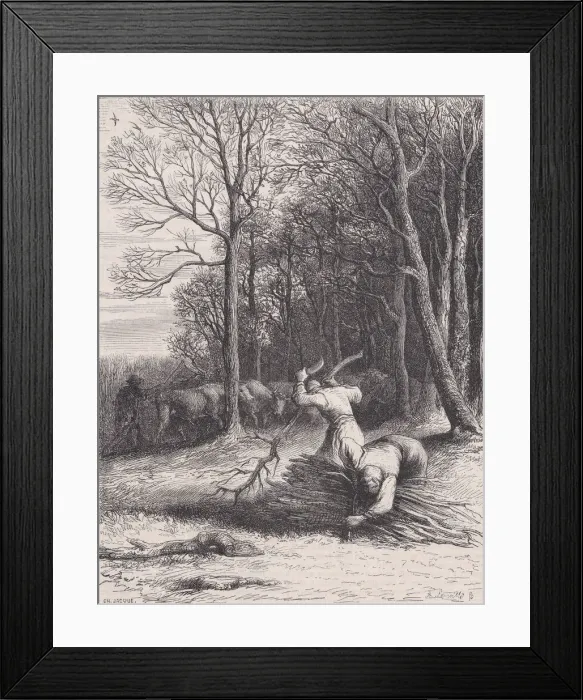 Framed Print : Une scene dans les bois;from Magasin Pittoresque, ca. 1852 Framed Print : Une scene dans les bois;from Magasin Pittoresque, ca. 1852