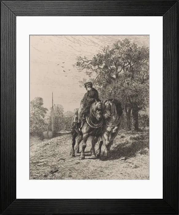 Framed Print : Towpath, 1864. Creator: Charles Emile Jacque Framed Print : Towpath, 1864. Creator: Charles Emile Jacque