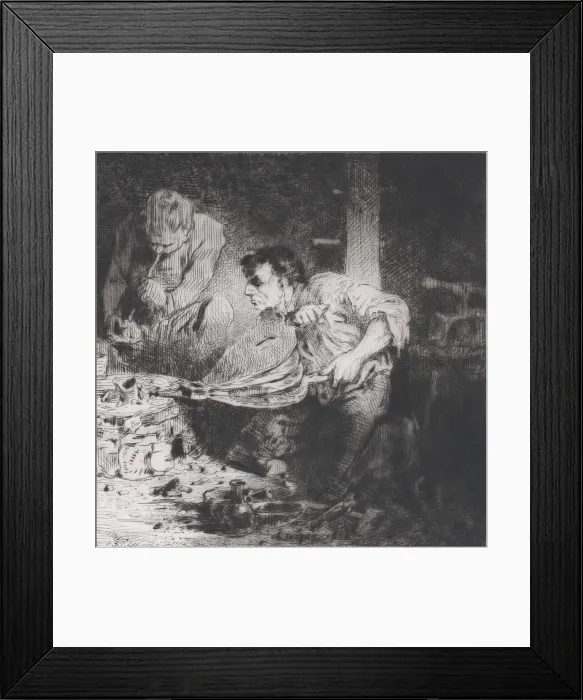 Framed Print : The Counterfeiters, 1843. Creator: Charles Emile Jacque