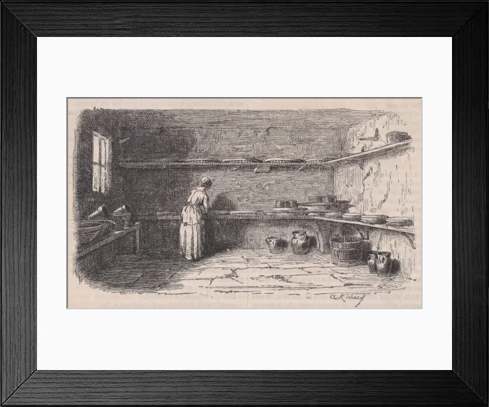 Framed Print : A Dairy, from Le Magasin Pittoresque, ca. 1852. Creator: Charles Tamisier Framed Print : A Dairy, from Le Magasin Pittoresque, ca. 1852. Creator: Charles Tamisier