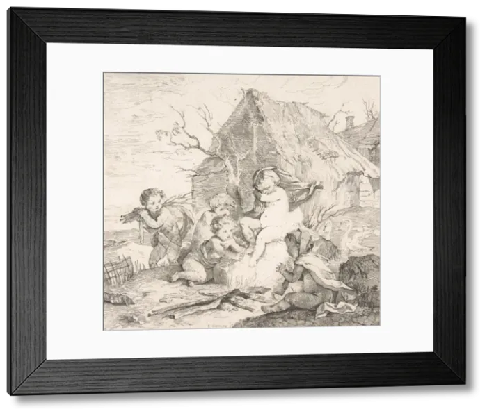 Framed Print : L Hiver, from the Four Seasons, 1735. Creator: Charles-Joseph Natoire Framed Print : L Hiver, from the Four Seasons, 1735. Creator: Charles-Joseph Natoire