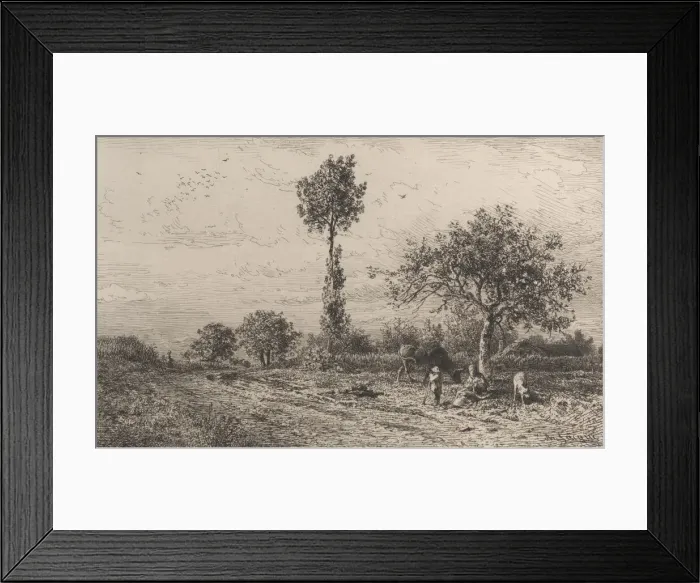 Framed Print : Landscape, 1864. Creator: Charles Emile Jacque Framed Print : Landscape, 1864. Creator: Charles Emile Jacque