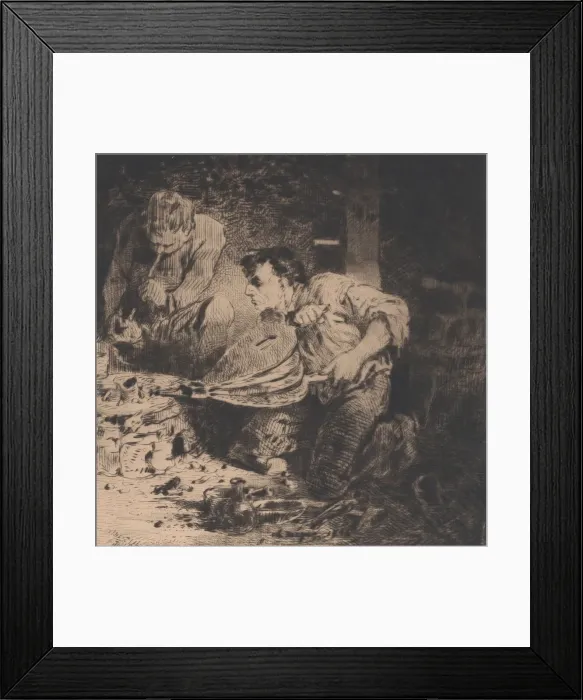 Framed Print : The Counterfeiters, 1843. Creator: Charles Emile Jacque Framed Print : The Counterfeiters, 1843. Creator: Charles Emile Jacque
