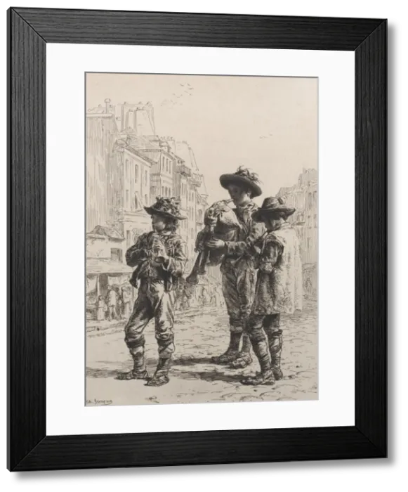 Framed Print : Pifferaris, 1864. Creator: Charles Emile Jacque Framed Print : Pifferaris, 1864. Creator: Charles Emile Jacque